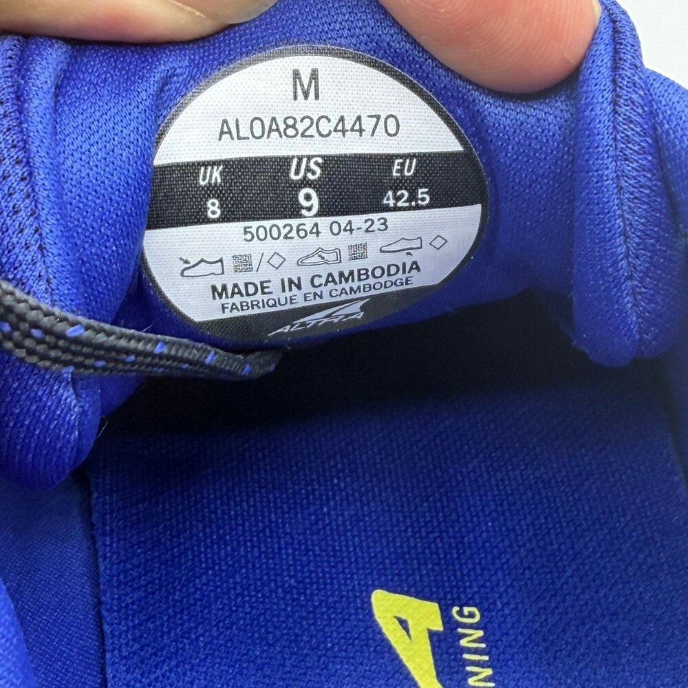 Altra Torin 7 ALOA82C4470 Men's Size 9 Blue/Yellow Road Running EGO Max Shoes - Picture 8 of 9
